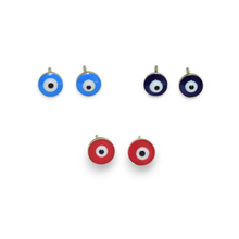 Red Blue Evil Eye studs Sterling Silver Round Protection Earrings Gift For her