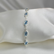 Evil Eye Sterling Silver Bracelet, Blue Protection Charm Jewelry, Gift for her