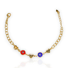 Evil Eye Link Chain Bracelet - Gold Plated Ojo Protection Pulsera For Everyday Minimalist Look