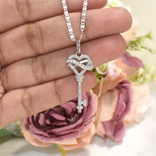 Heart Key Pendant Necklace la alma llave colgante 925 Silver CZ Love Pendant