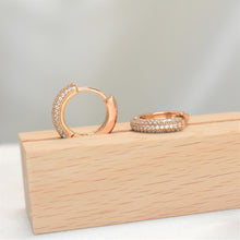 Double Pave Hoop Earrings - Gold Plated Minimalist Everyday Stacking Hoops