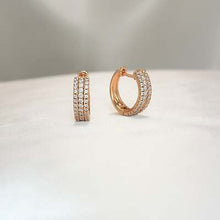 Triple Pave Huggies Hoops - Gold Plated Earrings Gift for Girlfriend, Wife