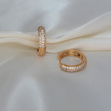 Round CZ Huggie Earring Gold Plated Hoop Earrings Gift For Her