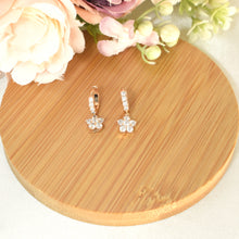 Flower Dangle Drop Huggies - Gold Plated Dainty Minimalist Earrings - Perfect Gift for Girlfriend