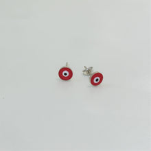 Red Blue Evil Eye studs Sterling Silver Round Protection Earrings Gift For her