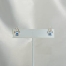 Hamsa Hand Studs Red Blue Eye Sterling Silver Earrings Dainty Protection Studs