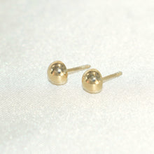 14K Solid Yellow Gold Semi Ball Earrings, Dainty Screw Back Studs For Her( 3mm-5mm )