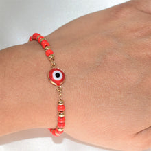 Red Evil Eye Beads Protection Bracelet for Mom and Baby - Gold Plated Bracelet for her