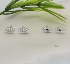 Evil Eye Stud Earrings 925 Sterling Silver Ojo Protection Studs Gift For Her