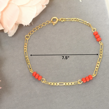 Red Bead Protection Baby, Mother Bracelet Gold Plated Figaro Style Bracelet Gift- 6