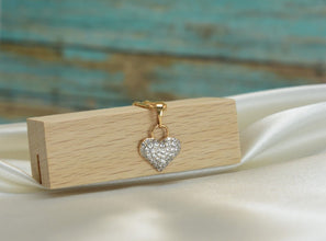 Sparkling Heart Pendant - Gold Plated Love Charm Necklace - Gift for Wife Girlfriend