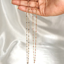 Thin Beaded Chains - Gold Plated Dainty Layering Necklaces in Red Black Beads