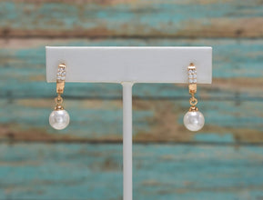 Pearl Drop Earrings, Gold Filled Pearl Earrings, Pearl Huggie Hoops, For Women