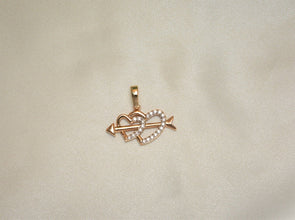 Heart and Arrow Pendant Necklace - Heart 14K Gold Plated Necklace - Women, Unisex