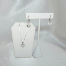 Sterling Silver Multi Color Stone Heart Necklace and Earring Jewelry Set