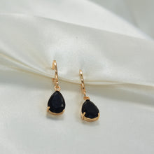 Multi Color Birthstone Dangle Drop Huggies - Gold Plated Sparkling Earrings Perfect Anniversary Gift