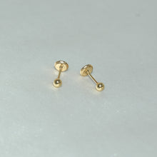 14K Solid Yellow Gold Ball Earrings, Dainty Screw Back Studs For Her( 3mm-6mm )