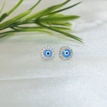 Evil Eye Studs Sterling Silver Earrings Protection Charm Studs, Gift for her