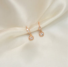 Gold Plated CZ Flower Huggies, Crown Earrings, Dangly Hoops, Quinceañera Jewelry, Minimalist Dangling Earrings, Bridesmaids Gift