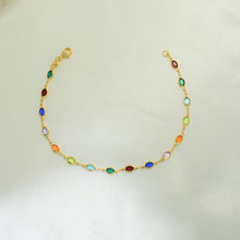 Colorful Anklet Gold Plated Tobillera de crystal 10'' - Everyday Minimalist Ankle Bracelet for Women