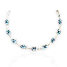 Evil Eye Sterling Silver Bracelet, Blue Protection Charm Jewelry, Gift for her