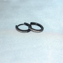 Gold Dainty Huggies Hoops - Single Paved Minimalist Small Gold Plated and Black Earrings for her