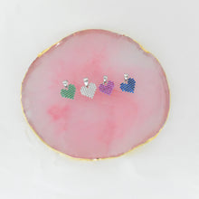 Sterling Silver Multi Color Stone Heart Necklace and Earring Jewelry Set