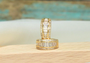 Baguette Gold Hoops - Stackable Gold Plated Everyday Huggies Earrings for her