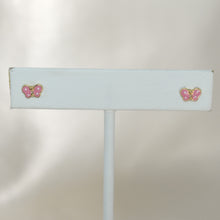 14K Solid Yellow Gold Butterfly Enamel Earrings, Mariposa Baby Screw Back Studs, Gift For Babies