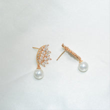 Angel Earrings CZ Pearl Drop Stud Gold Plated Bridal Statement Earrings Gift
