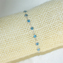 Blue Evil Eye Sterling Silver Bracelet Ojo Pulsera Protection Charm Gift for her