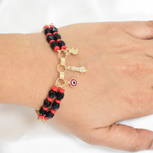 Red Black Beads Bracelet Azabache Figa Hand Bracelet Size - 7.5