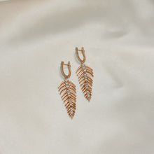 Bridal Dangly Leaf Earrings, 18KCZ Gold Plated Dangle Drop Earrings For women