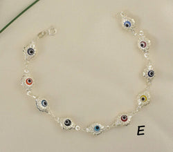 Multicolor EvilEye Bracelet 925 Sterling Silver Protection Pulsera7.5