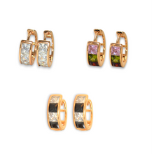 Multi Color Gemstone Huggies - Gold Plated Everyday Earrings For Her