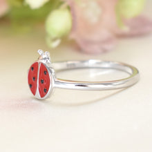 Tiny Ladybug Enamel Ring, Sterling Silver Ladybug Ring, Dainty Good Luck Ring, Minimalist Ladybug Jewelry, Children's ring, Gift For Her