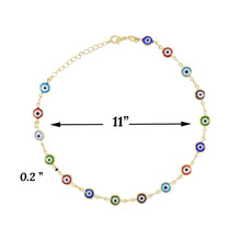 Colorful Evil Eye Anklet - Gold Plated Proteccion Tobillera for Women 11''