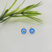 Red Blue Evil Eye studs Sterling Silver Round Protection Earrings Gift For her
