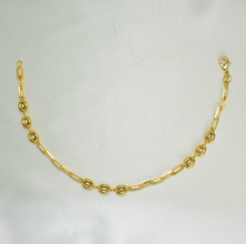 Puffed Mariner Anklet - Gold Plated Tobillera Paper Clip Chain Anklet - Size 10