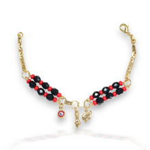 Red Black Beads Bracelet Azabache Figa Hand Bracelet Size - 7.5