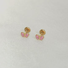 14K Solid Yellow Gold Butterfly Enamel Earrings, Mariposa Baby Screw Back Studs, Gift for Babies