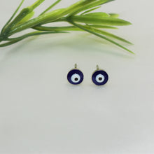 Red Blue Evil Eye studs Sterling Silver Round Protection Earrings Gift For her