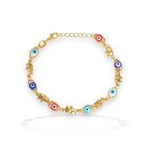 Evil Eye Elephant Bracelet Ojo Pulsera Protection Luck Bracelet - 7.5