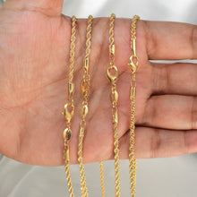 Rope Chain Necklace, Gold Plated Twisted Rope Chain -2mm in 18