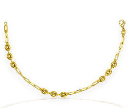 Puffed Mariner Anklet - Gold Plated Tobillera Paper Clip Chain Anklet - Size 10