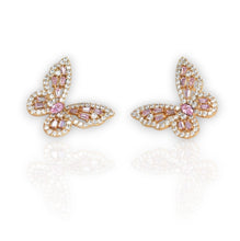 Butterfly Studs - Gold Plated Sparkling Mariposa Earrings for her