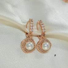 Pearl Drop Huggie Earrings Gold Plated CZ Drop Hoops Bridal Hoops Gift For her