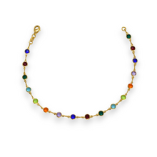 Colorful Anklet Gold Plated Tobillera de crystal 10'' - Everyday Minimalist Ankle Bracelet for Women