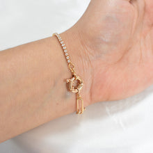Half Paper Clip Half Tennis Bracelet - Gold Plated Dainty Minimalist Bracelet for Everyday Stack