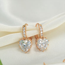 Sparkling Crystal Dangle Drop Huggies - Gold Plated Heart Drop Earrings - Perfect Anniversary Gift Bridesmaids Gift